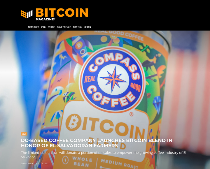 Compass Coffee Bitcoin Blend Headline El Salvador DC