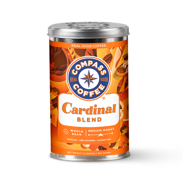 Compass Coffee Cardinal blend medium roast 12 oz tin
