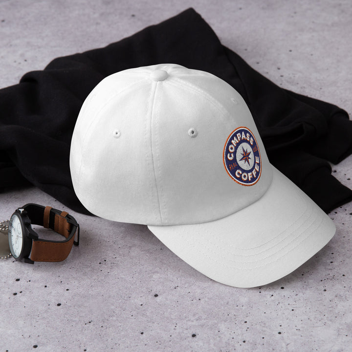 Compass Coffee Classic Dad Hat in White