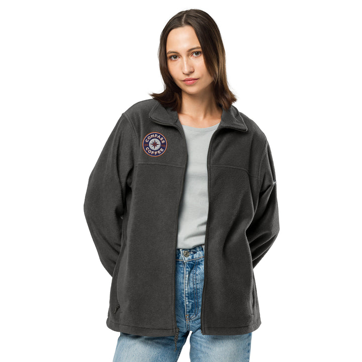 Compass Coffee Unisex Columbia Fleece Jacket Collegiate Charcoal