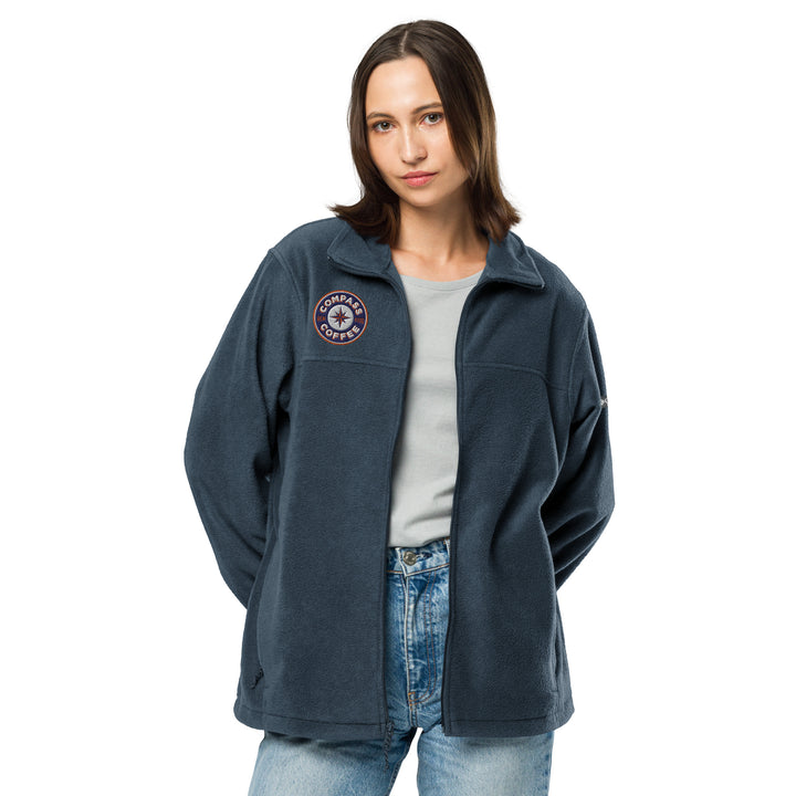 Compass Coffee Unisex Columbia Fleece Jacket Collegiate Navy