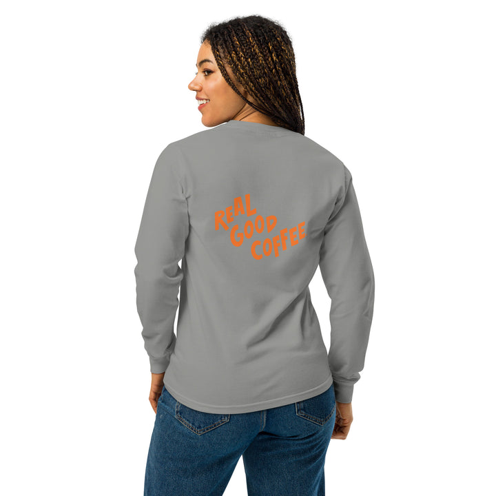 Compass Coffee Unisex Heavyweight Long Sleeve Shirt Grey