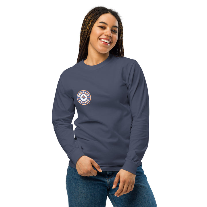 Compass Coffee Unisex Heavyweight Long Sleeve Shirt Navy