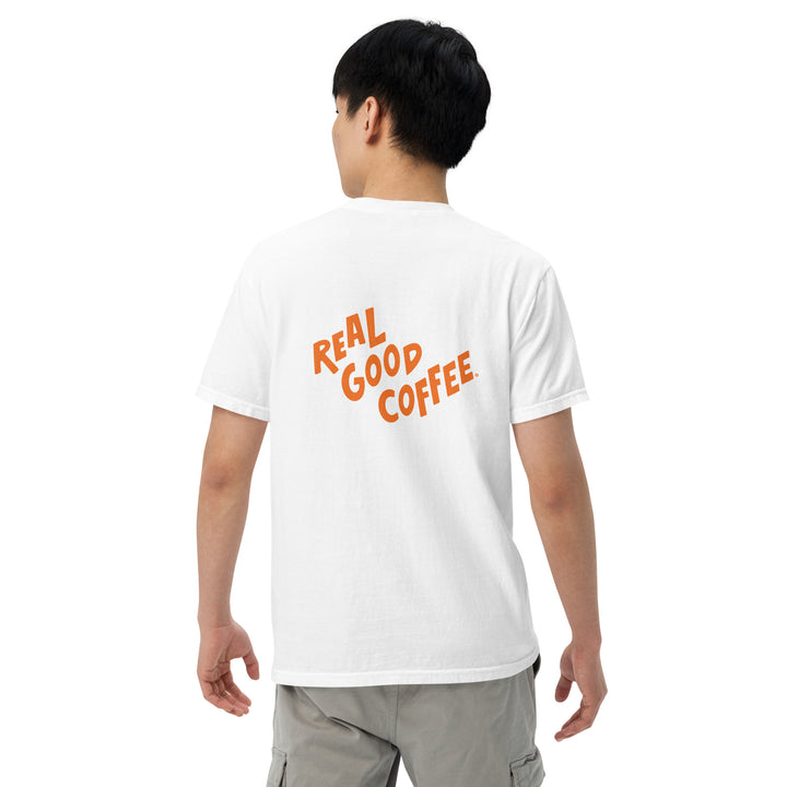 Compass Coffee Unisex Garment Dyed Heavyweight TShirt in White Back