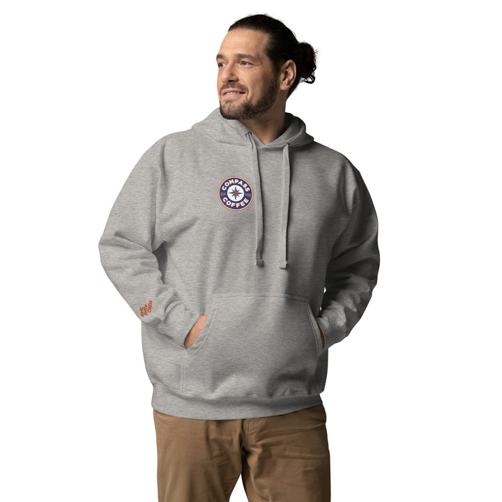 Compass Coffee Hoodie in Carbon Grey Front